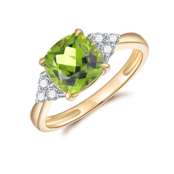 9ct Yellow Gold Peridot & Diamond Ring