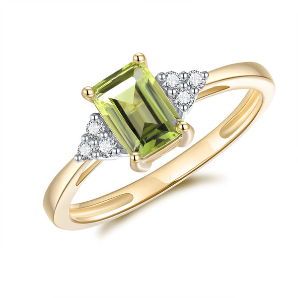 9ct Yellow Gold Peridot & Diamond Ring