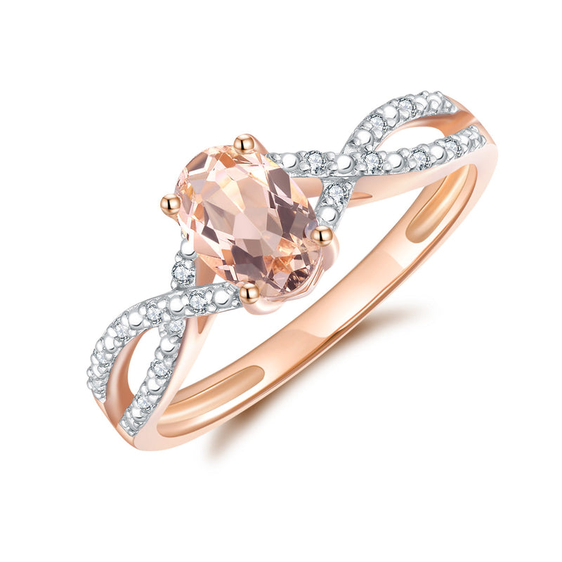 9ct Rose Gold Morganite & Diamond Ring