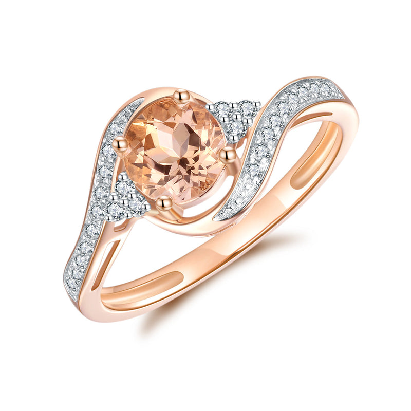 9ct Rose Gold Morganite & Diamond Ring