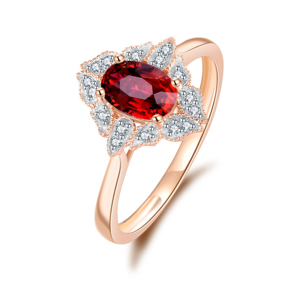 9ct Rose Gold Garnet & Diamond Ring