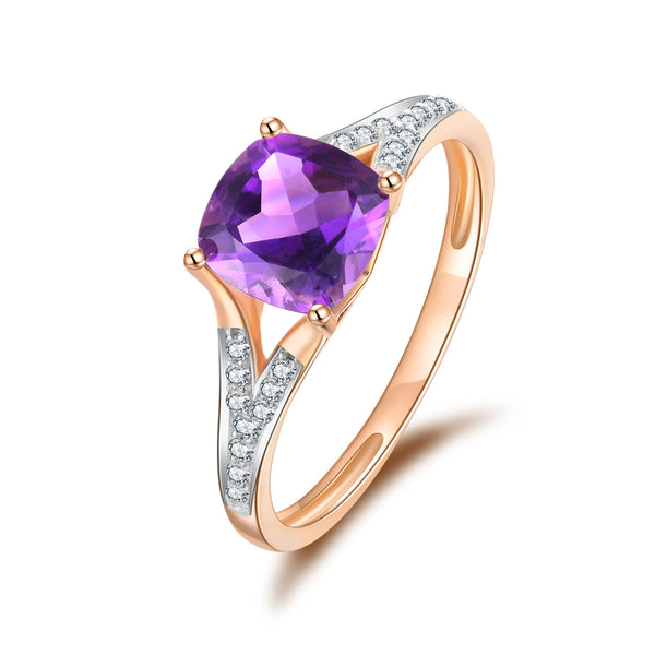 9ct Rose Gold Amethyst & Diamond Ring