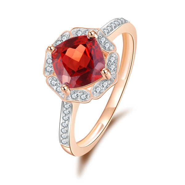 9ct Rose Gold Garnet & Diamond Ring