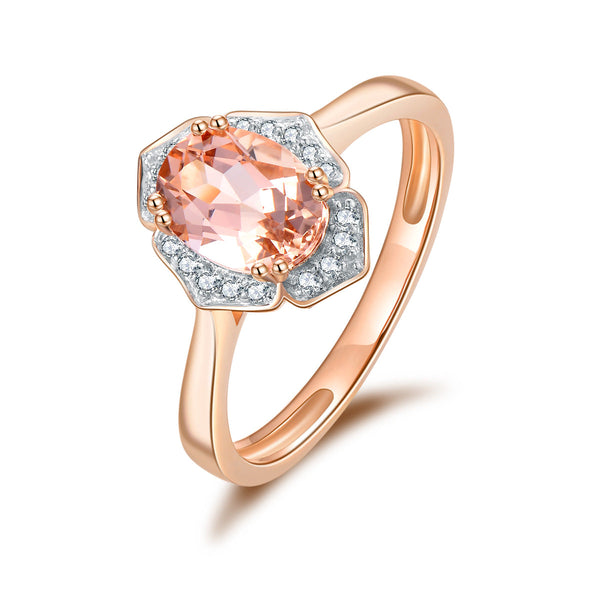 9ct Rose Gold Morganite & Diamond Ring