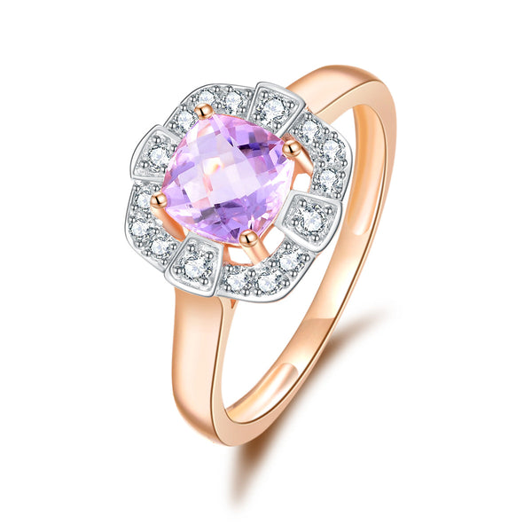 9ct Rose Gold Pink Amethyst & Diamond Ring