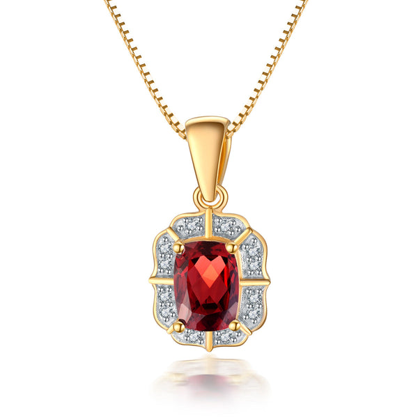 9ct Yellow Gold Garnet & Diamond Pendant