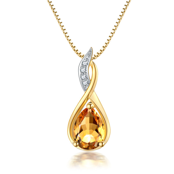 9ct Yellow Gold Citrine & Diamond Pendant