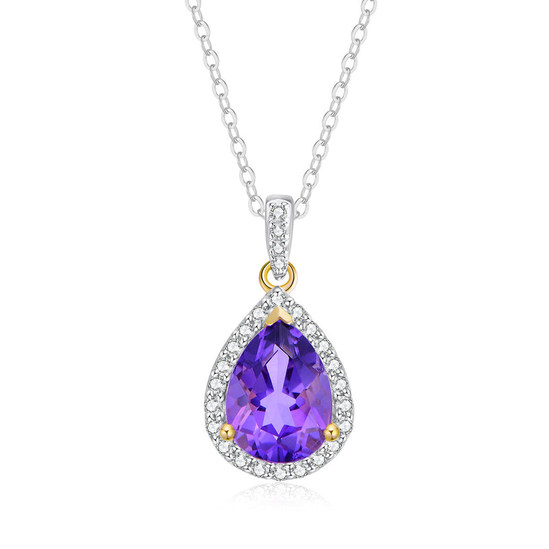 9ct Yellow Gold Amethyst & Diamond Pendant