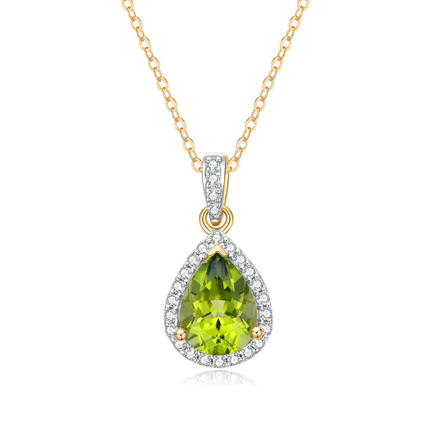 9ct Yellow Gold Peridot & Diamond Pendant