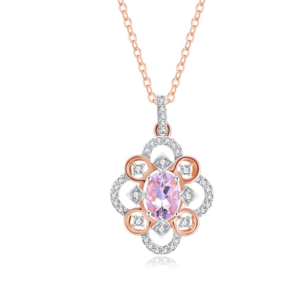 9ct Rose Gold Morganite & Diamond Pendant