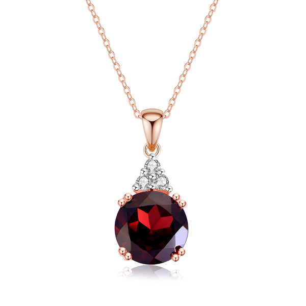 9ct Rose Gold Garnet & Diamond Pendant