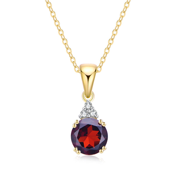 9ct Yellow Gold Garnet & Diamond Pendant