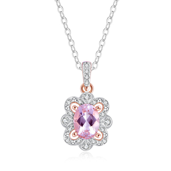 9ct Rose Gold Morganite & Diamond Pendant