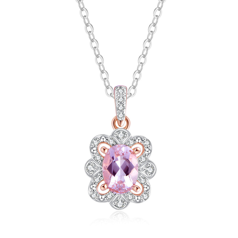 9ct Rose Gold Morganite & Diamond Pendant