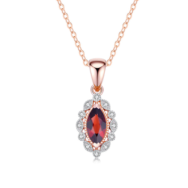 9ct Rose Gold Garnet & Diamond Pendant