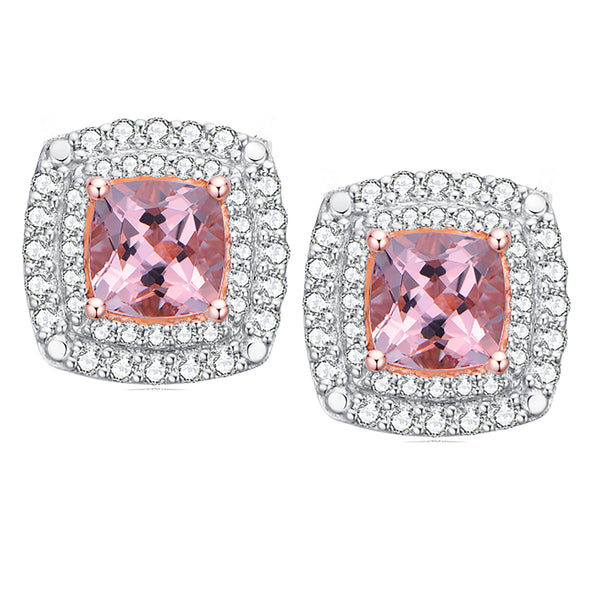 9ct Rose Gold Morganite & Diamond Earrings