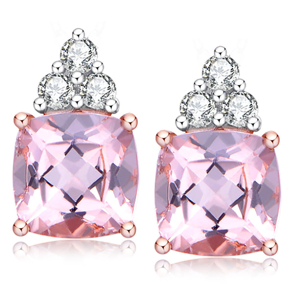 9ct Rose Gold Morganite & Diamond Earrings