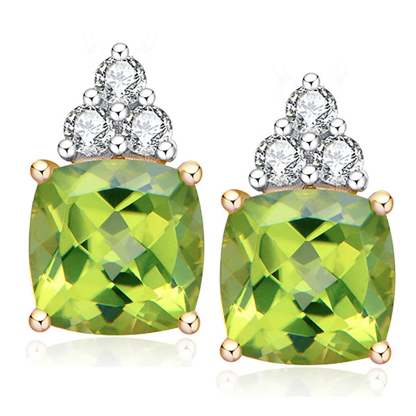 9ct Yellow Gold Peridot & Diamond Earrings