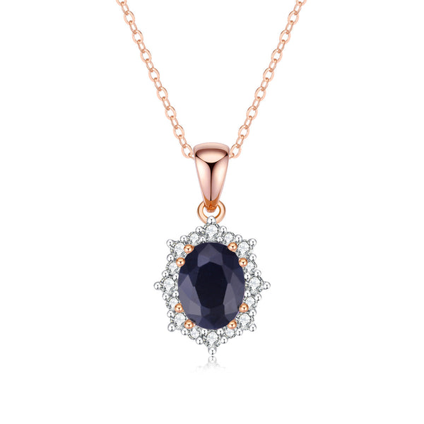 9ct Yellow Gold Black Sapphire & Diamond Pendant