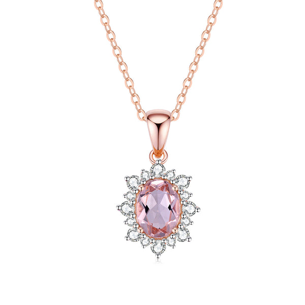 9ct Rose Gold Morganite & Diamond Pendant