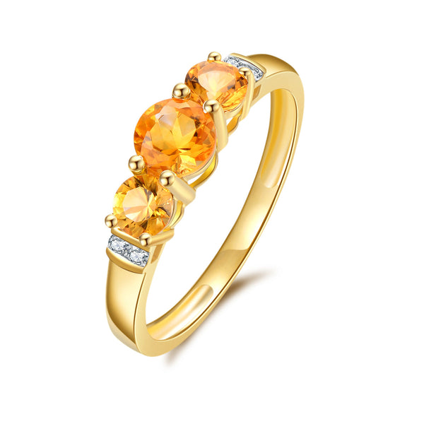 9ct Yellow Gold Citrine & Diamond Ring