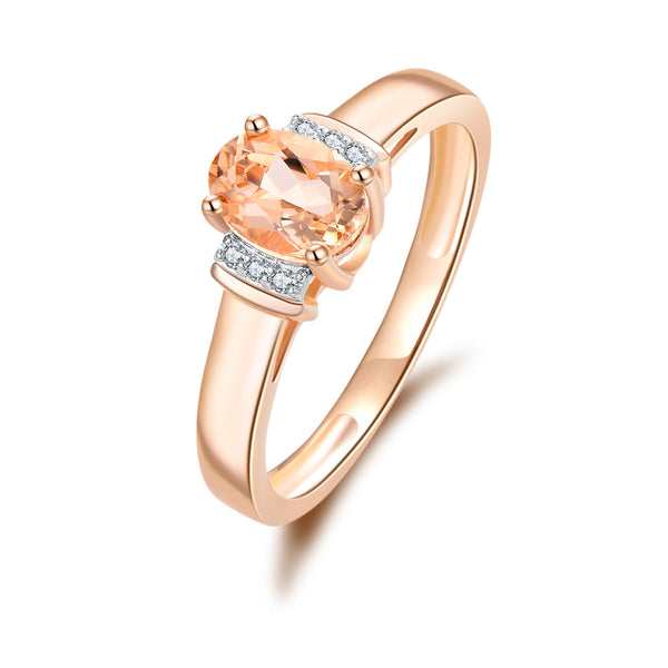 9ct Rose Gold Morganite & Diamond Ring