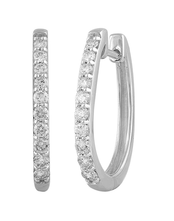 9ct White Gold 0.50ct Diamond Huggie Earrings