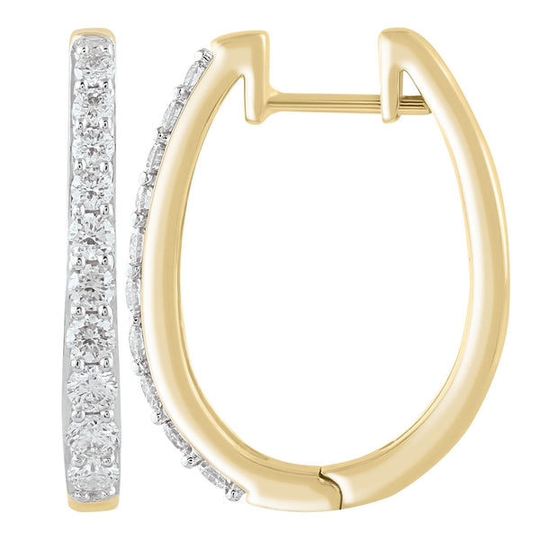 9ct Yellow Gold 0.75ct Diamond Huggie Earrings