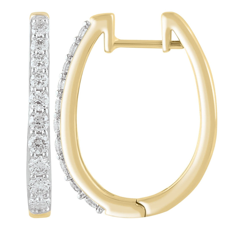 9ct Yellow Gold 0.75ct Diamond Huggie Earrings