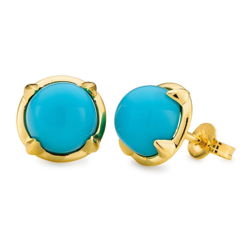 Turquoise Stud Earrings in 9ct Yellow Gold