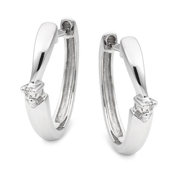 0.05ct Diamond Huggie Earrings in 9ct White Gold