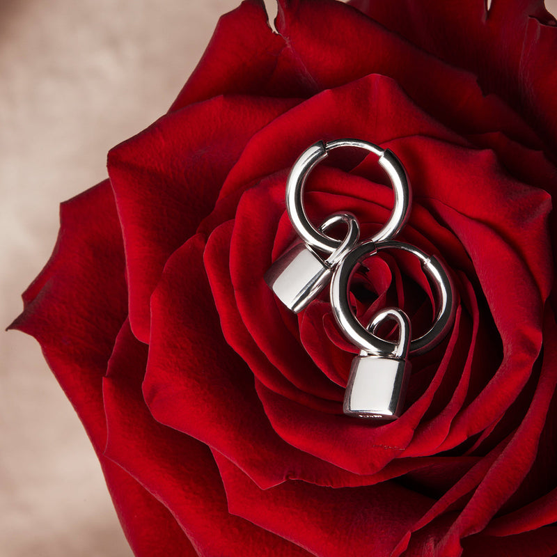 NAJO Love Lock Silver Huggie Earrings