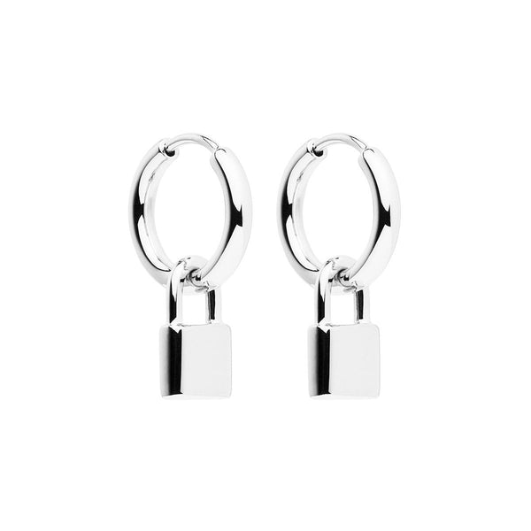 NAJO Love Lock Silver Huggie Earrings