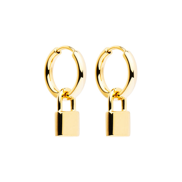 NAJO Love Lock Yellow Gold Huggie Earrings