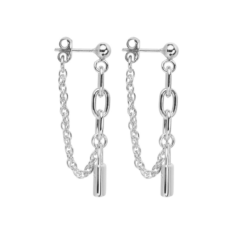 NAJO Love Lock Silver Chain Stud Earrings