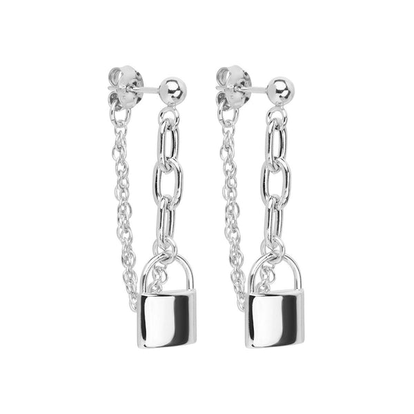 NAJO Love Lock Silver Chain Stud Earrings