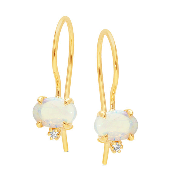 Opal & Lab Grown Diamond Earrings in 9ct Yellow Gold