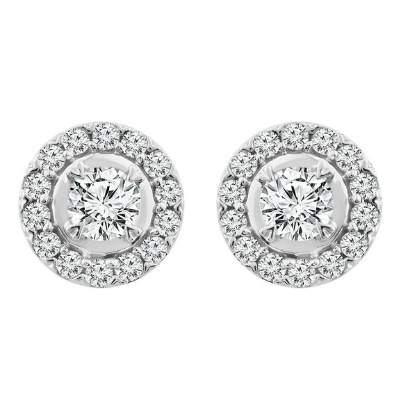 9ct White Gold 0.25ct Diamond Halo Stud Earrings