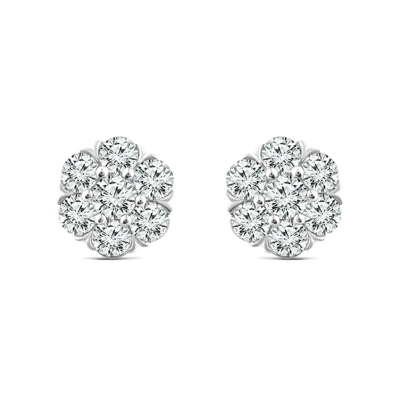 2.00ct Lab Grown Diamond Cluster Stud Earrings in 18ct White Gold