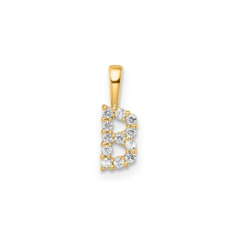 0.12ct Lab Grown Diamond Initial B Pendant in 9ct Yellow Gold