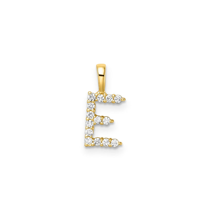 0.14ct Lab Grown Diamond Initial E Pendant in 9ct Yellow Gold