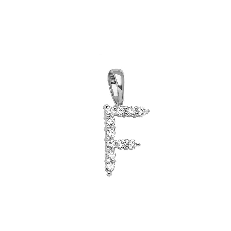 0.11ct Lab Grown Diamond Initial F Pendant in 9ct White Gold