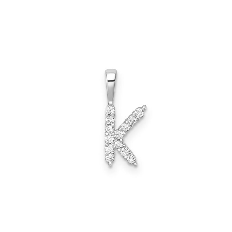 0.14ct Lab Grown Diamond Initial K Pendant in 9ct White Gold