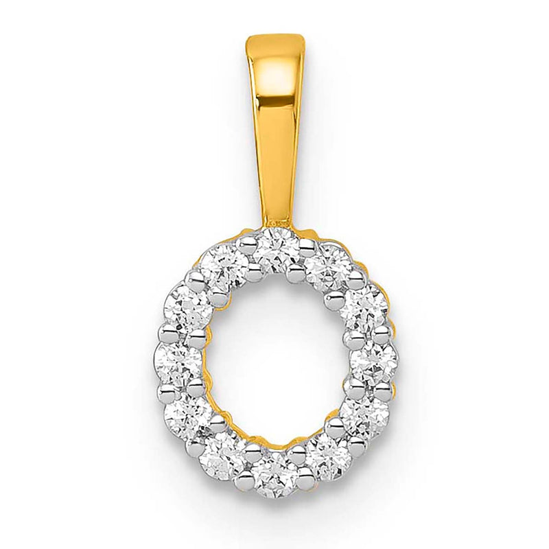 0.12ct Lab Grown Diamond Initial O Pendant in 9ct Yellow Gold