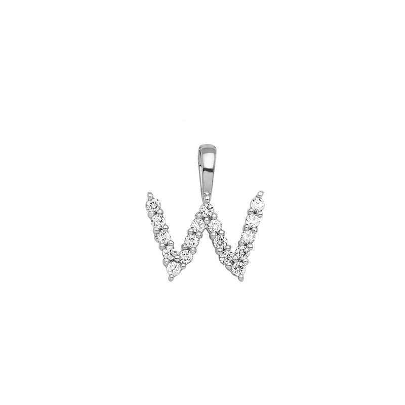 0.17ct Lab Grown Diamond Initial W Pendant in 9ct White Gold