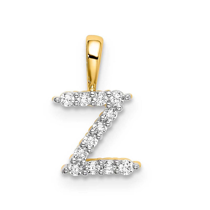 0.12ct Lab Grown Diamond Initial Z Pendant in 9ct Yellow Gold