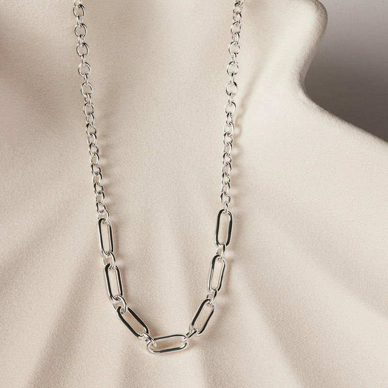 NAJO Sentiero Silver Chain Necklace  (45cm+ext)