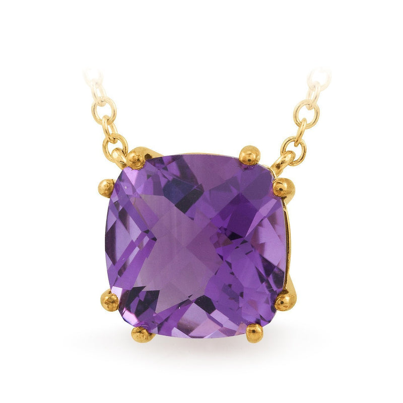 2.48ct Amethyst Claw Set Necklet in 9ct Yellow Gold