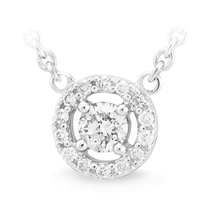 0.38ct Diamond Halo Necklet in 9ct White Gold