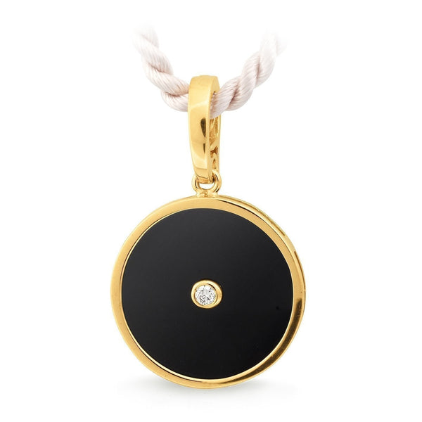 Onyx & Diamond Pendant in 9ct Yellow Gold